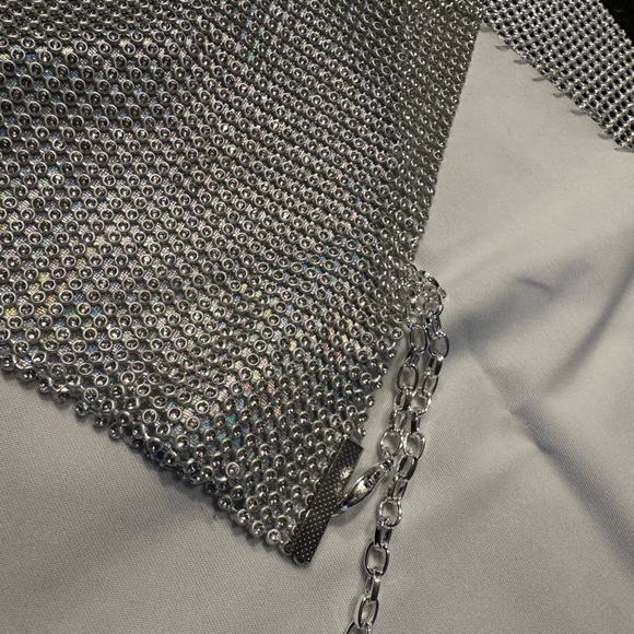 Iridescent Lined Rhinestone Crop Top - Picture 8 of 9